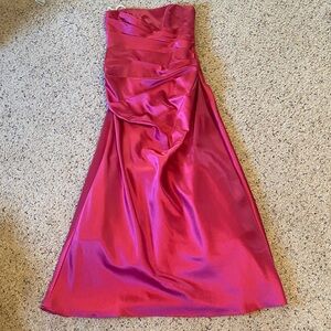 David's Bridal Strapless Pink Prom Dress